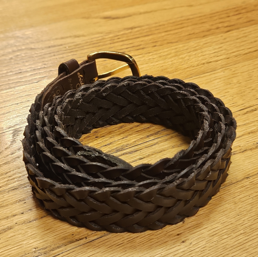Christian Giorgiou by American Design Men's Brown Leather Braided Belt Size 36